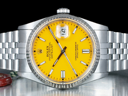 Rolex Datejust 36 Custom Giallo Jubilee 16234 Lemon Lambo - Doppio Quadrante